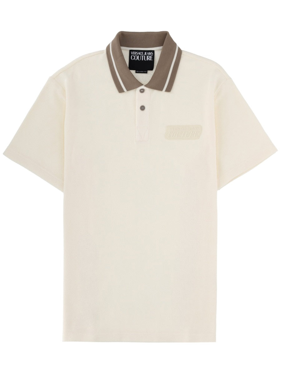 Polo Shirt Patch Logo Ivory Cotton