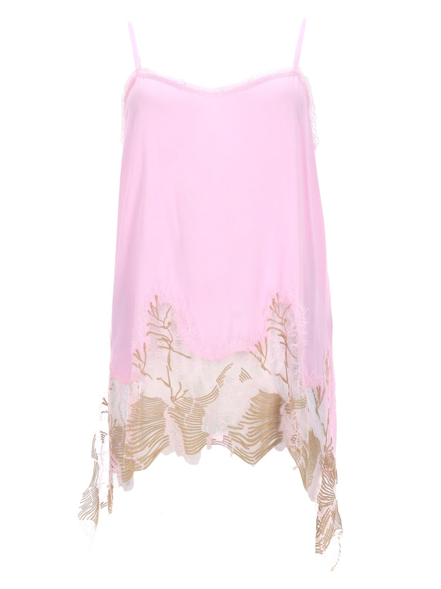 Top With Lace Details - Pink Acetate Tops