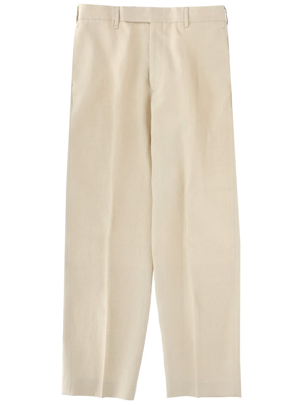 Trousers Tailored Pleated Beige Linen