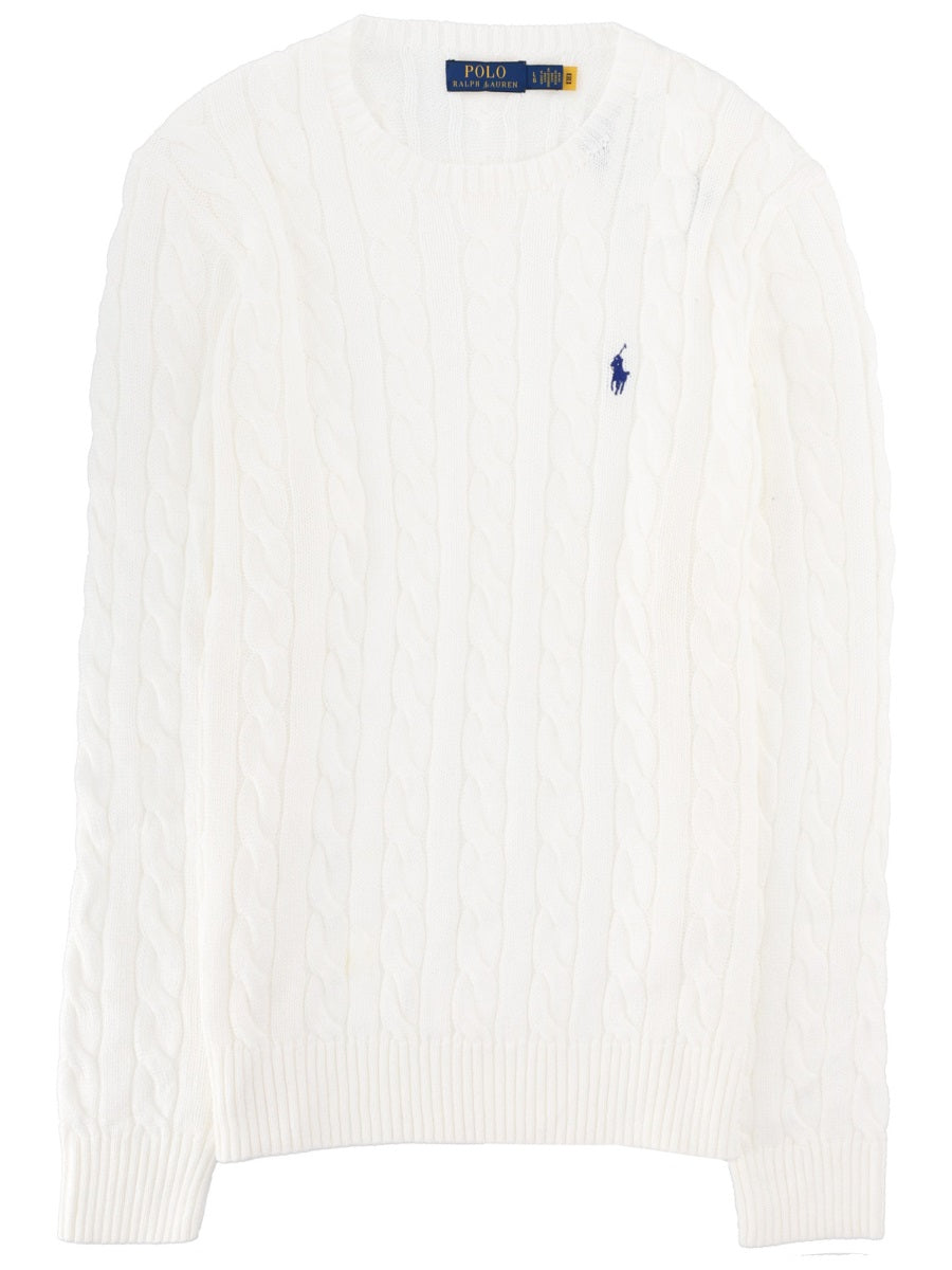 Cable-Knit Jumper White Cotton Jumpers