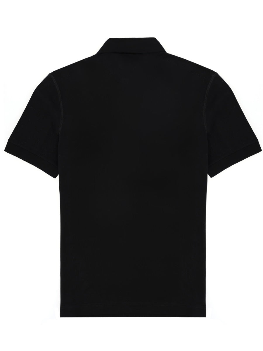 Polo Shirt With Logo Patch Black Cotton