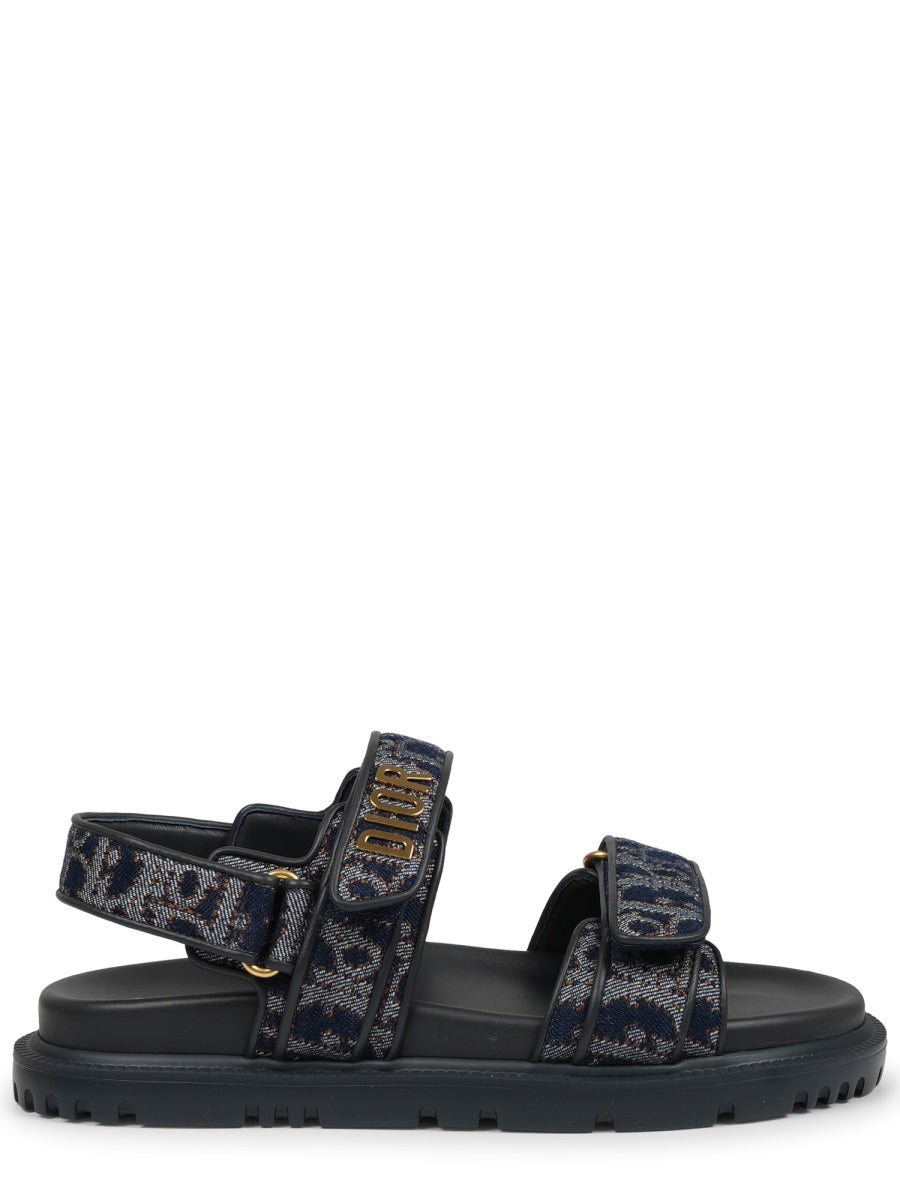Sandals D-Way Blue Embroidered Cotton Cotton/leather