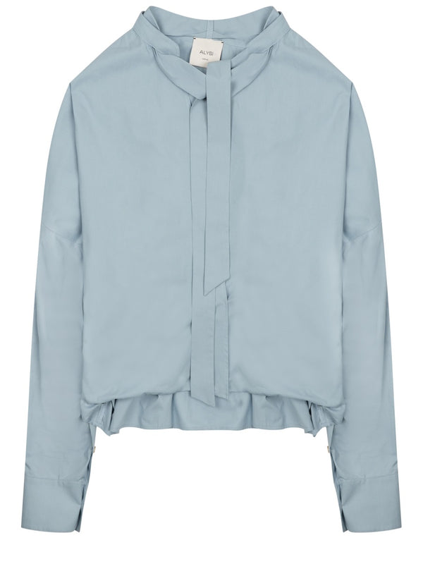 Shirt With Bow Azure Cotton