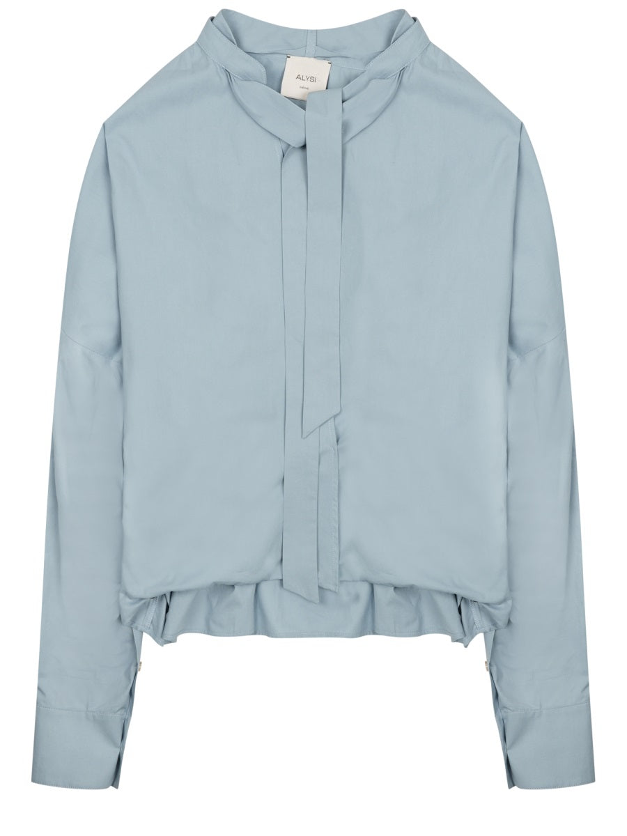 Shirt With Bow Azure Cotton