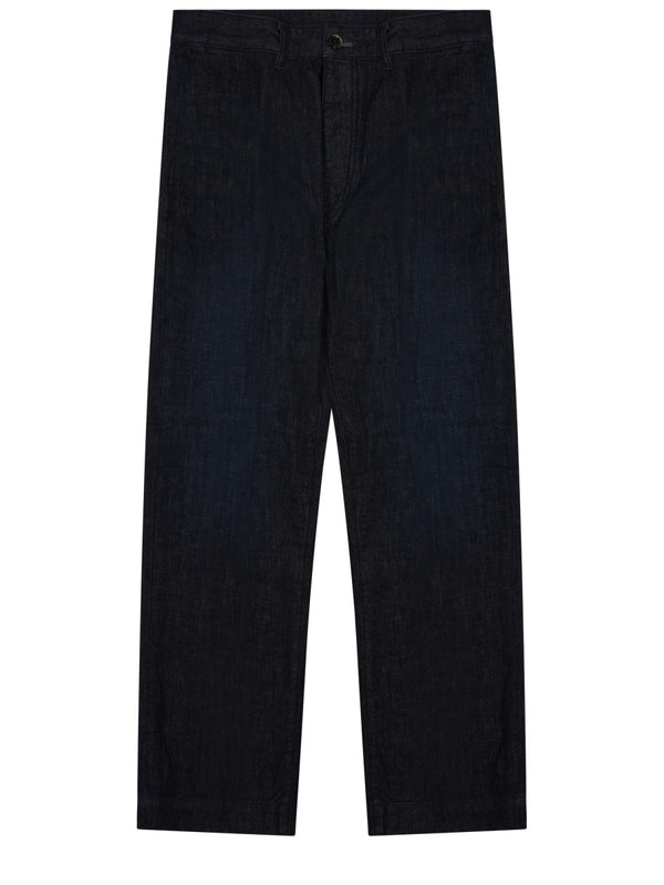 Chino Trousers Straight Leg Blue Cotton