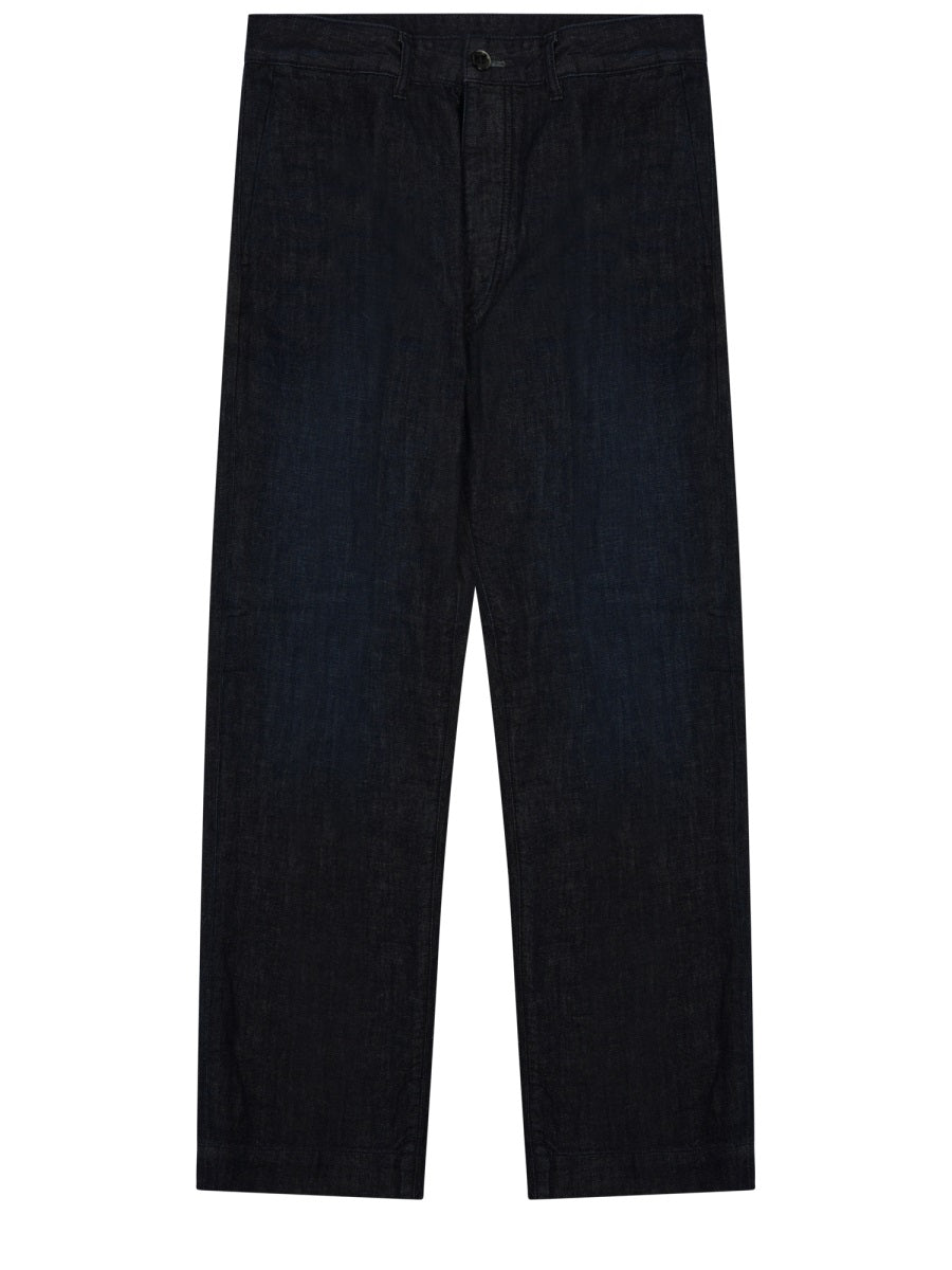 Chino Trousers Straight Leg Blue Cotton