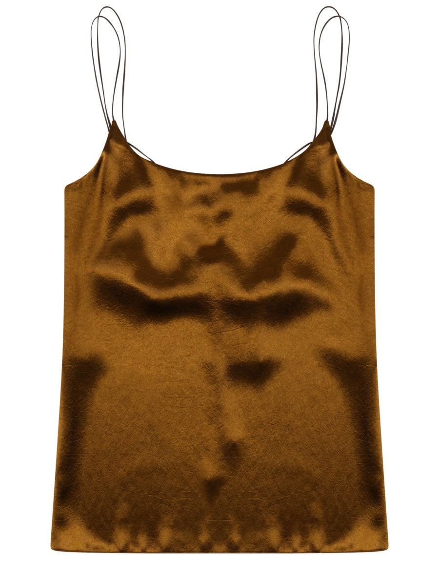 Top Satin Brown Polyester Tops