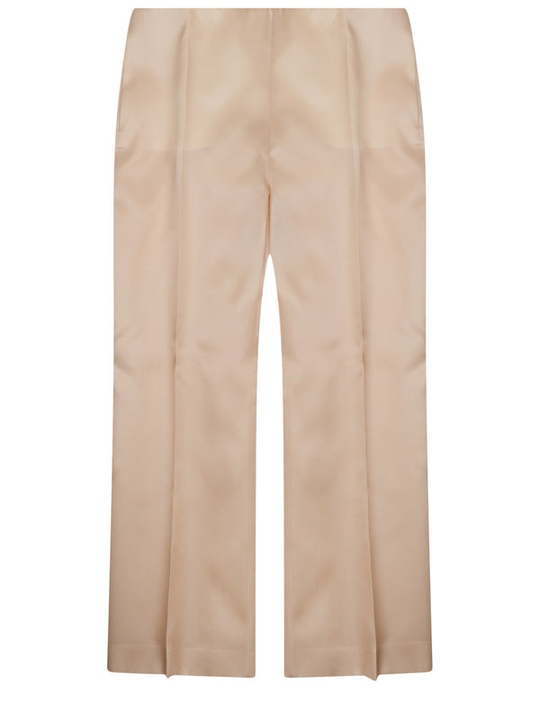 Trousers Straight Silk Beige