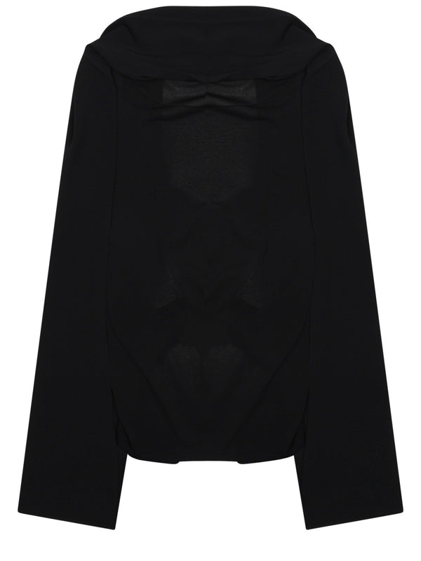 Top Black Viscose Polyester Tops