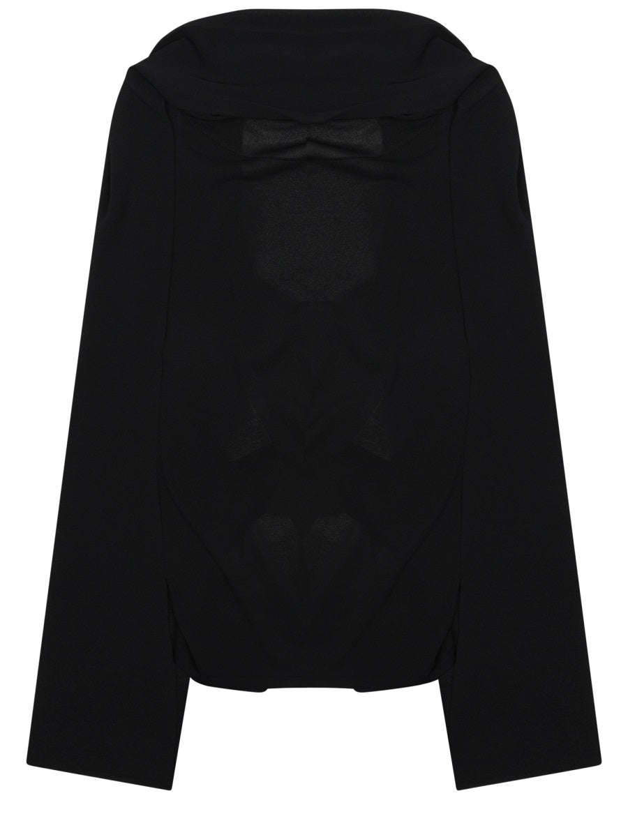Top Black Viscose Polyester Tops