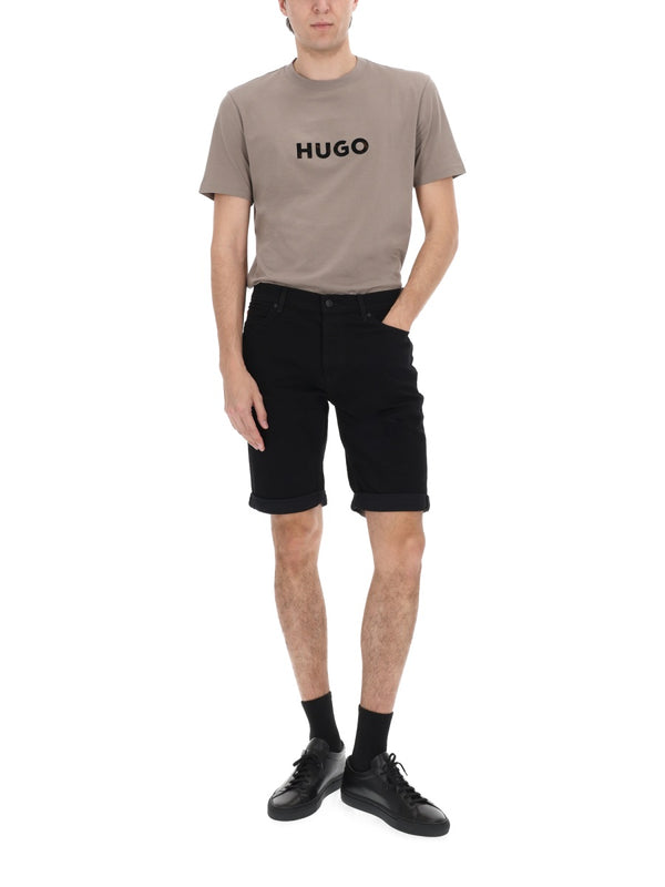 Shorts With Patch Logo Black Cotton