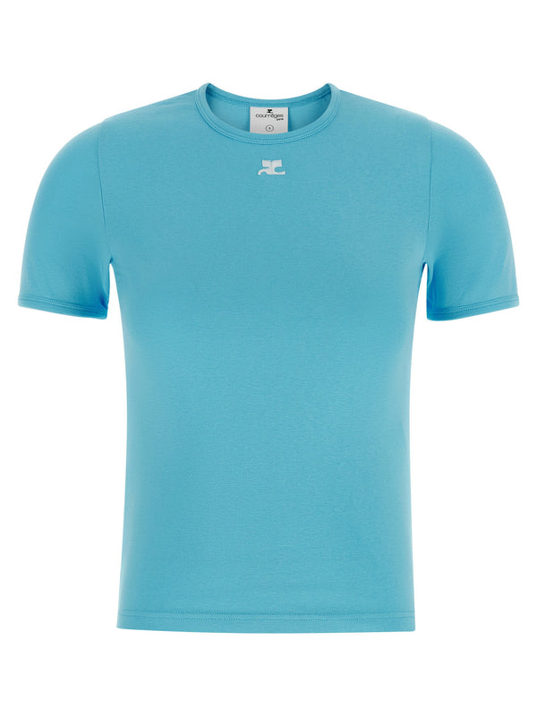 Courreges Signature Contrast Logo T-shirt — Blue