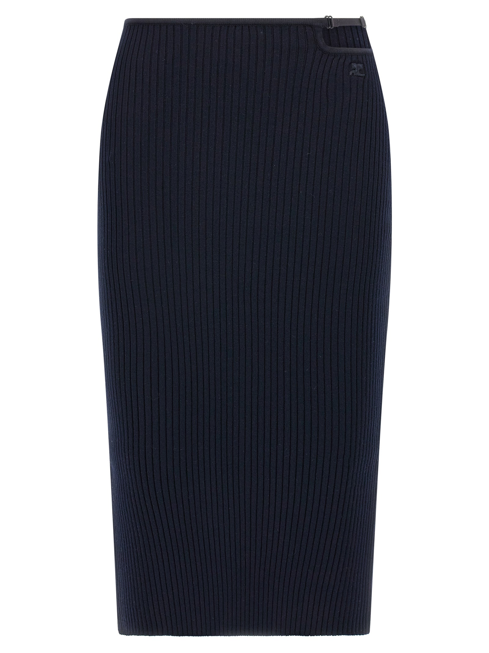 Loop Rib knit skirt Blue Viscose