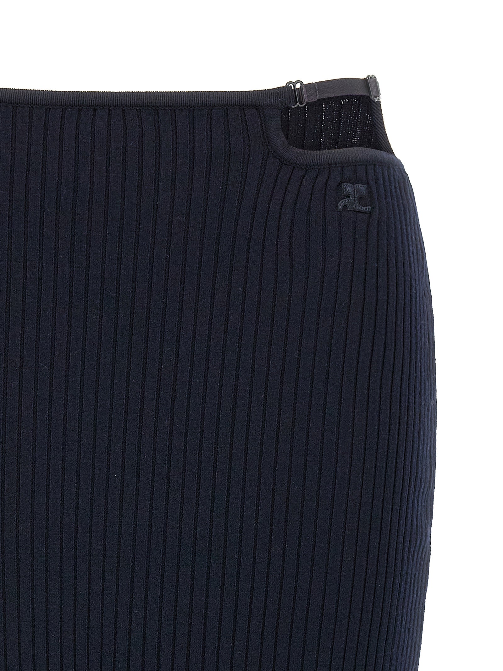 Loop Rib knit skirt Blue Viscose