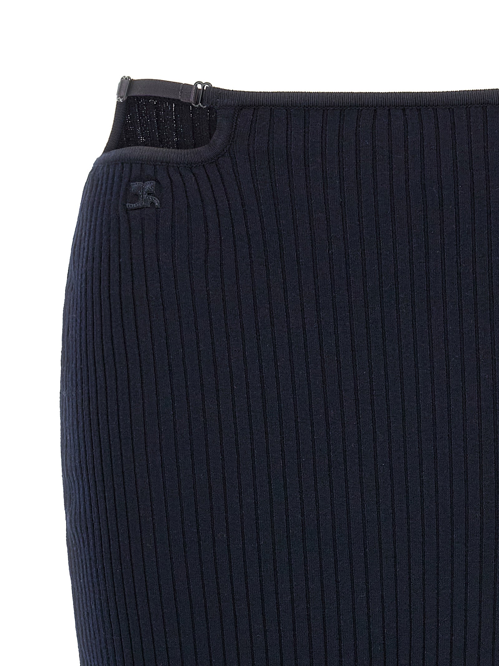 Loop Rib knit skirt Blue Viscose