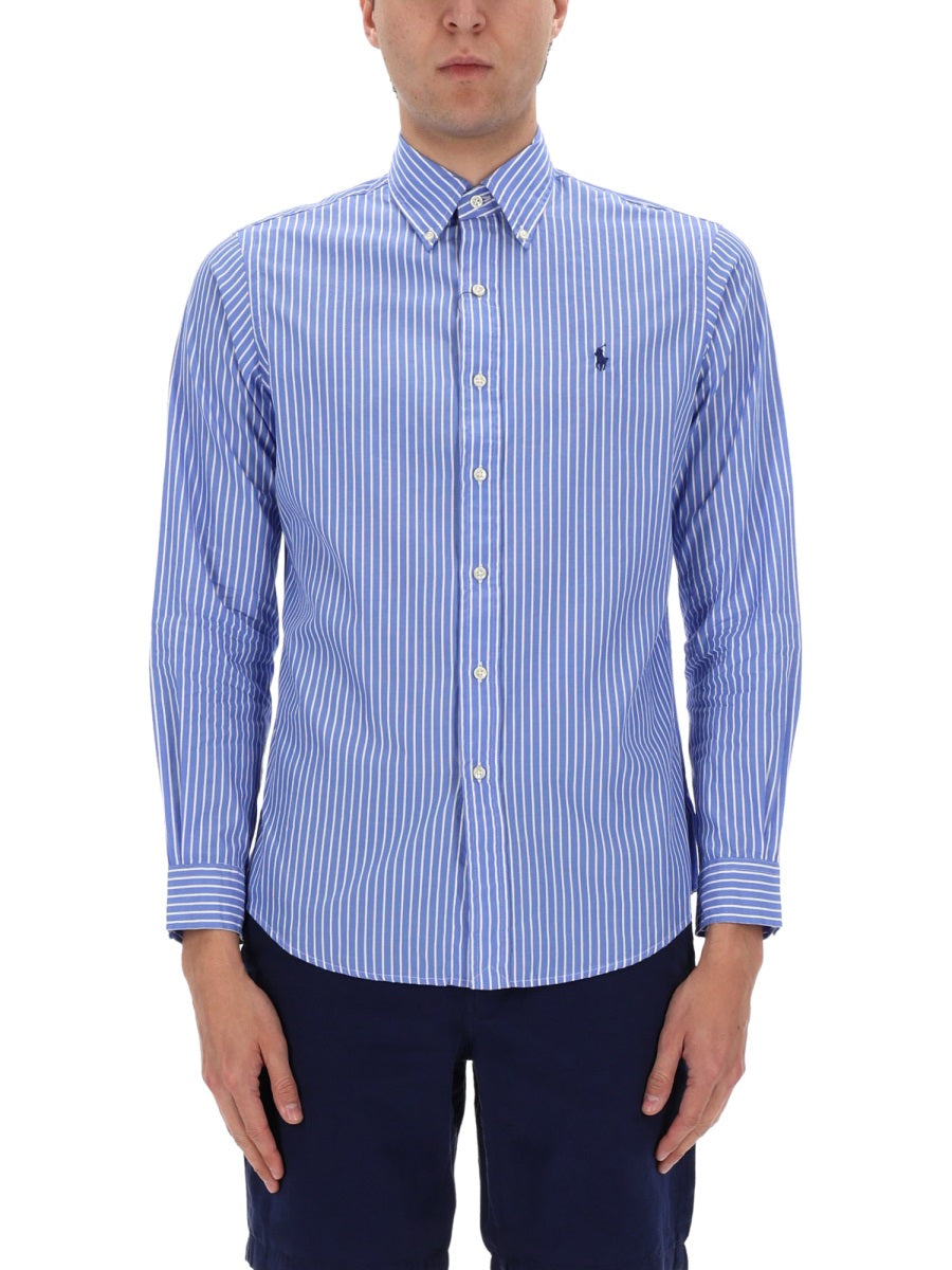 Shirt With Logo Blue Cotton
