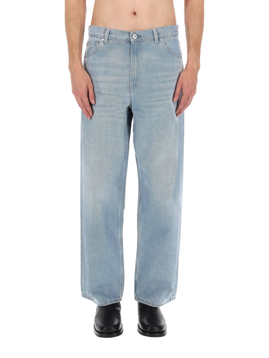 Jeans Vast Cut Wide Leg Blue Cotton