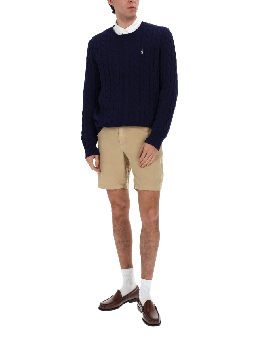 Linen Shorts Beige Cotton