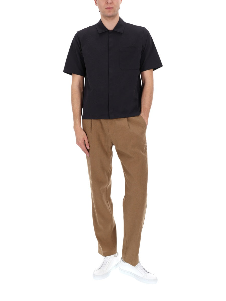 Trousers Tailored Linen Brown Cotton