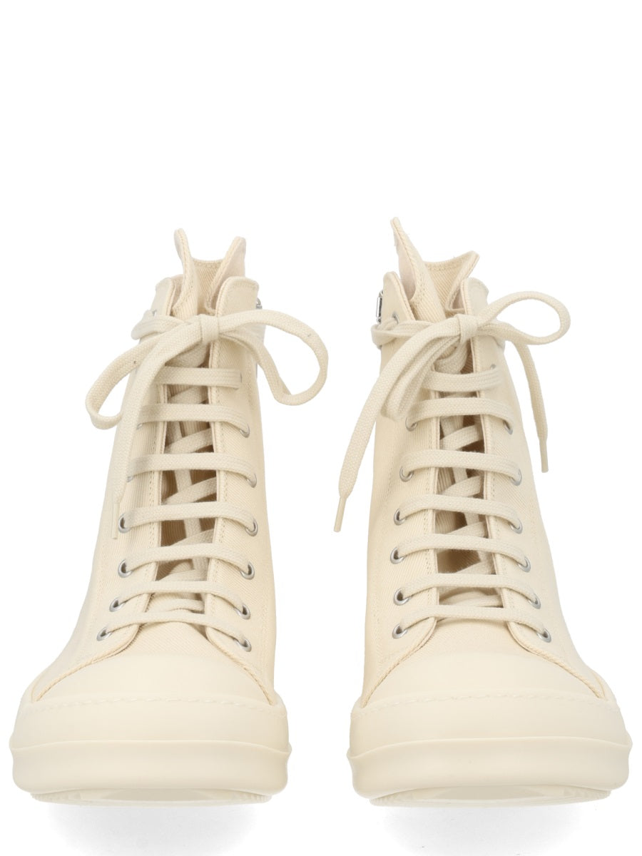 High-Top Denim Sneakers White Cotton Trainers