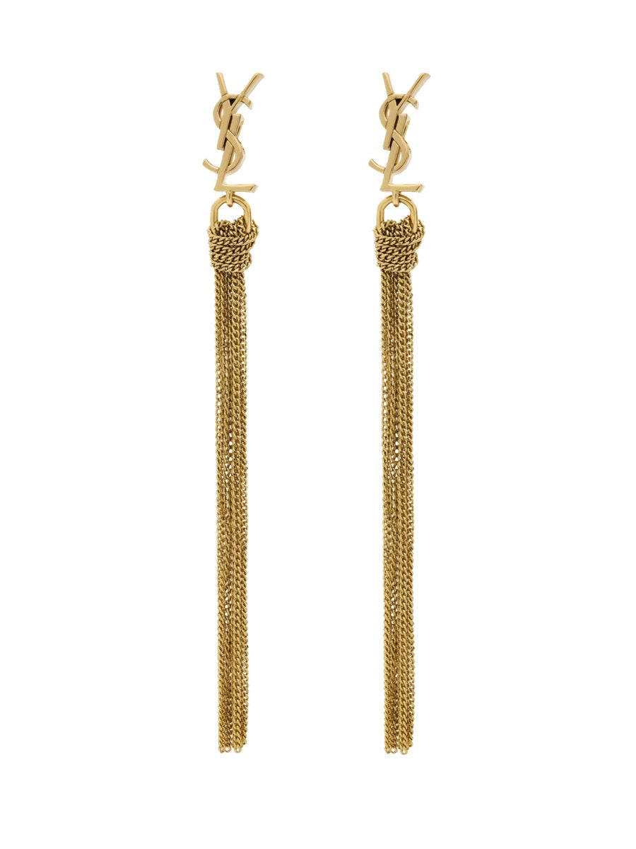 Earrings With Logo Gold Brass