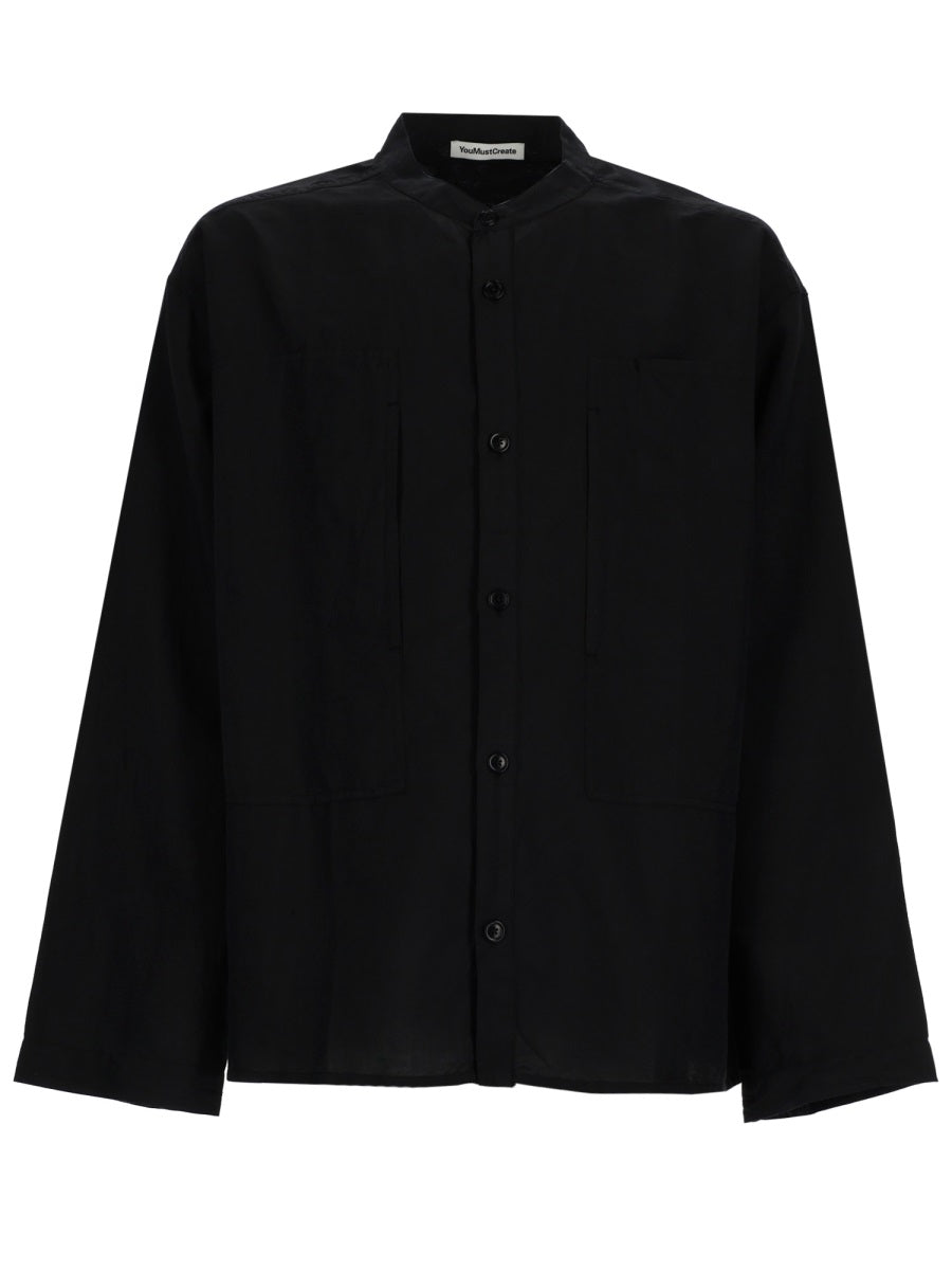 Shirt Hawkeye Black Cotton Linen Cupro
