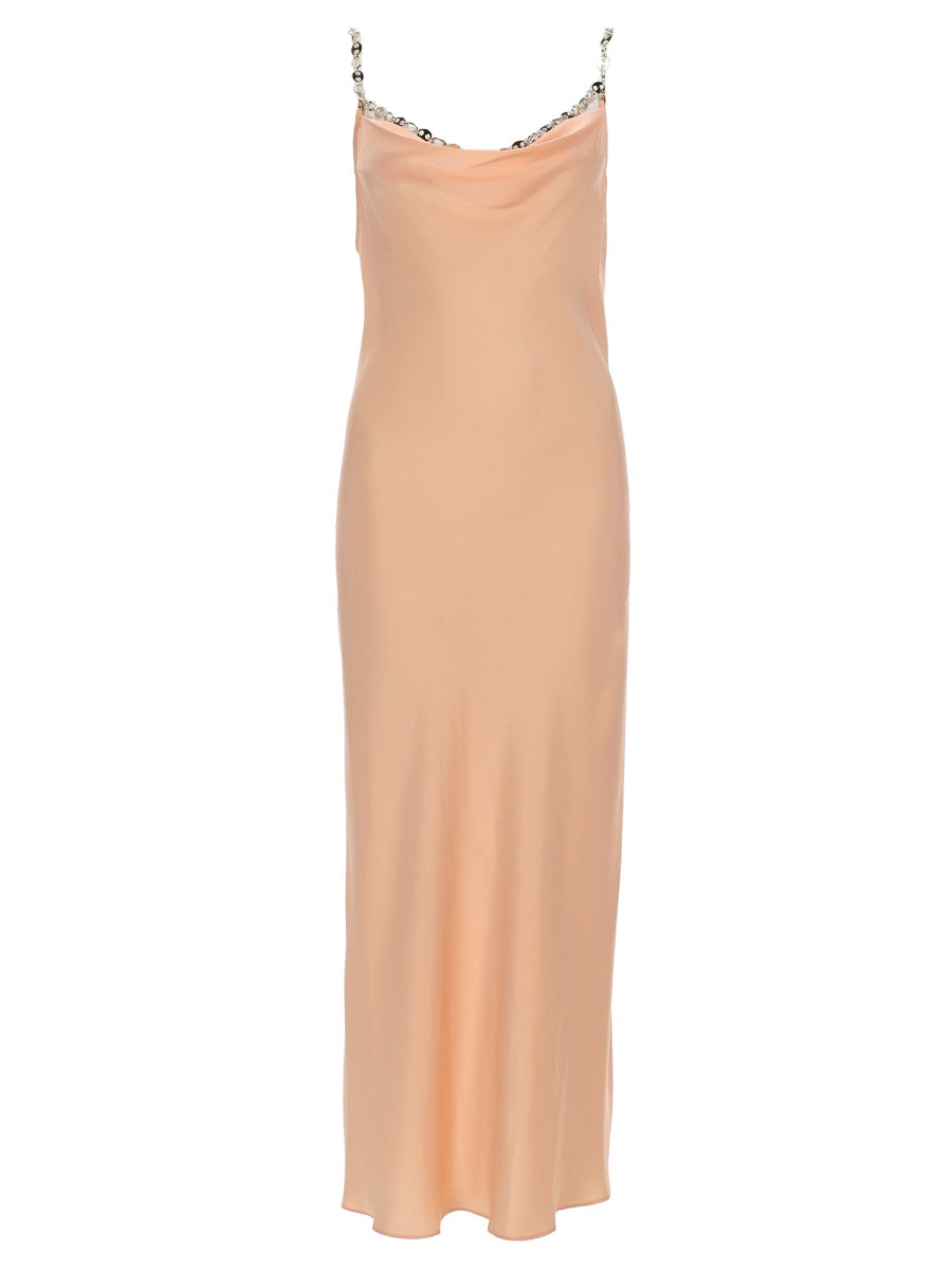 Midi Satin Dress Pink Polyester