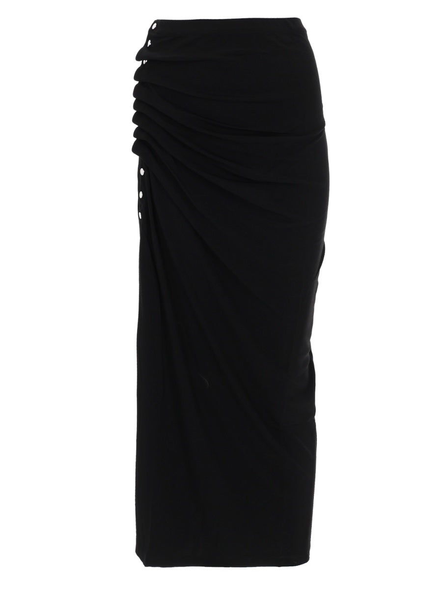 Midi Skirt Jupe Black Viscose
