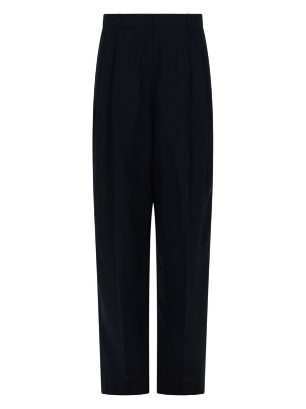 Trousers Tailored Linen-Blend Blue Viscose