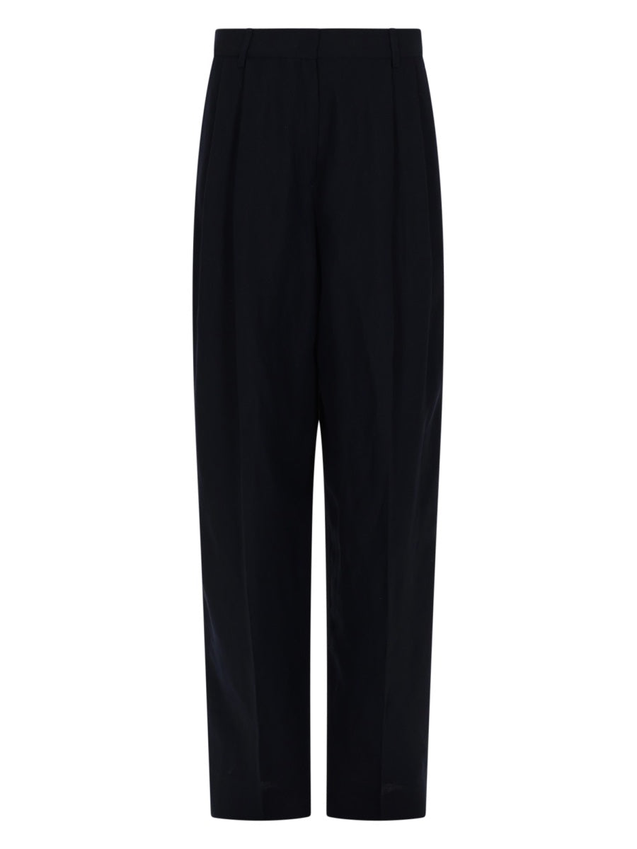 Trousers Tailored Linen-Blend Blue Viscose