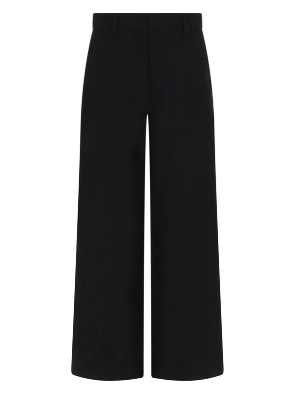 Straight-Leg Sartorial Trousers Abisso Black Linen