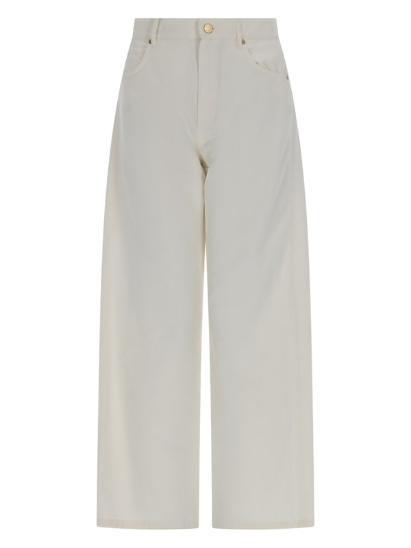 Trousers White Cotton And Linen
