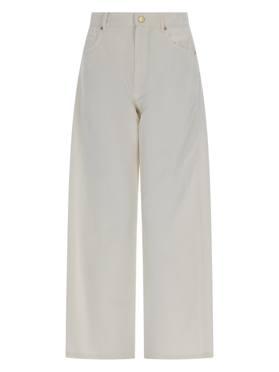 Trousers White Cotton And Linen