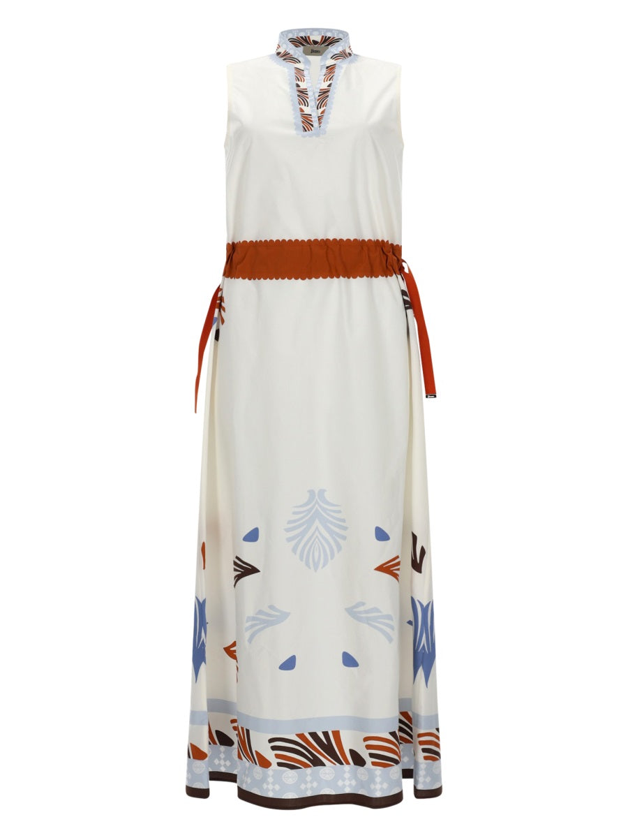 Midi Dress With Print Multicolour Cotton