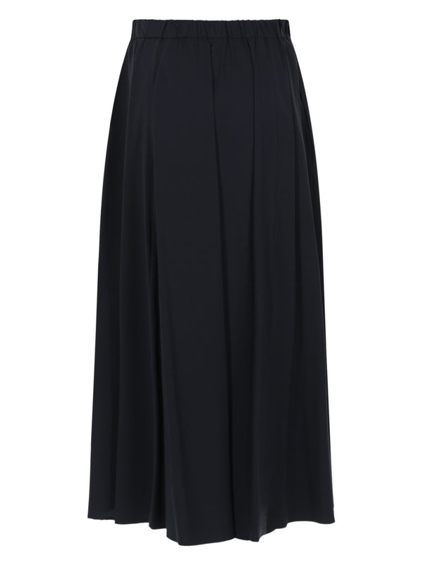 Midi Poplin Skirt Blue Cotton