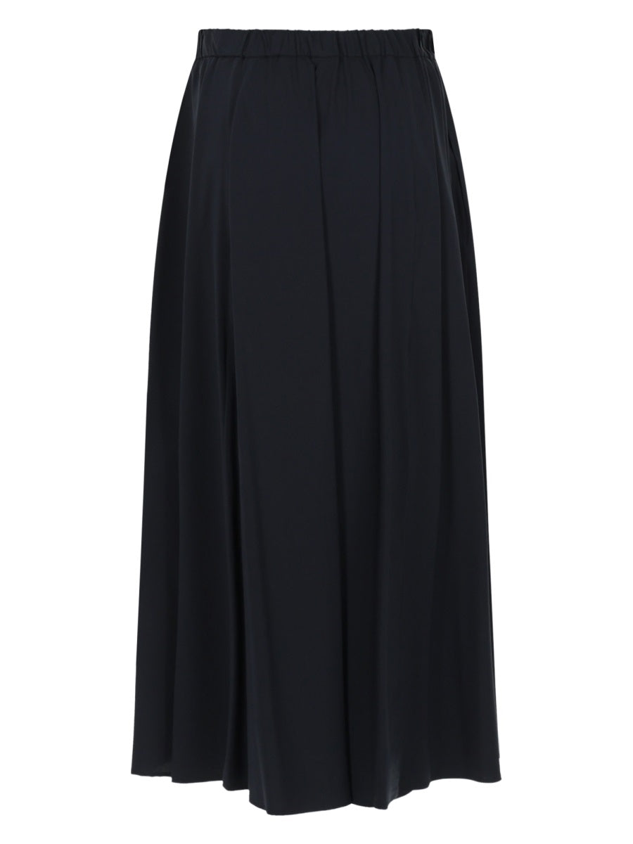 Midi Poplin Skirt Blue Cotton