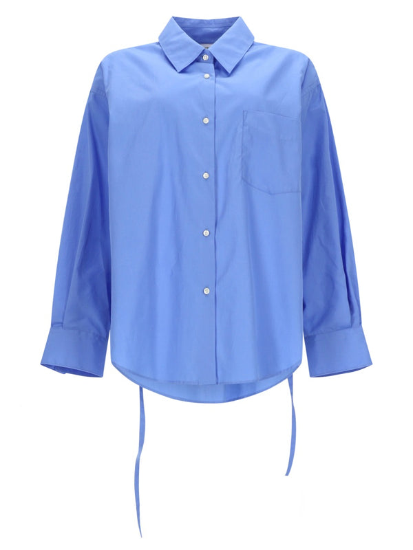 Shirt With Ties Azure Cotton
