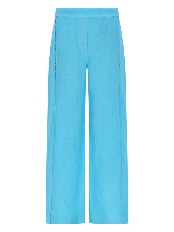 Trousers Wide-Leg Linen Azure