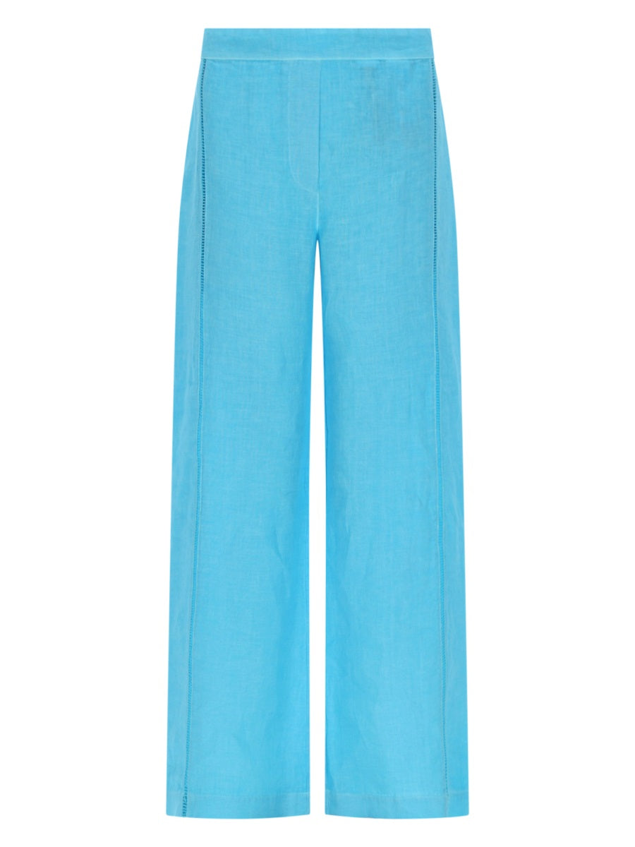 Trousers Wide-Leg Linen Azure