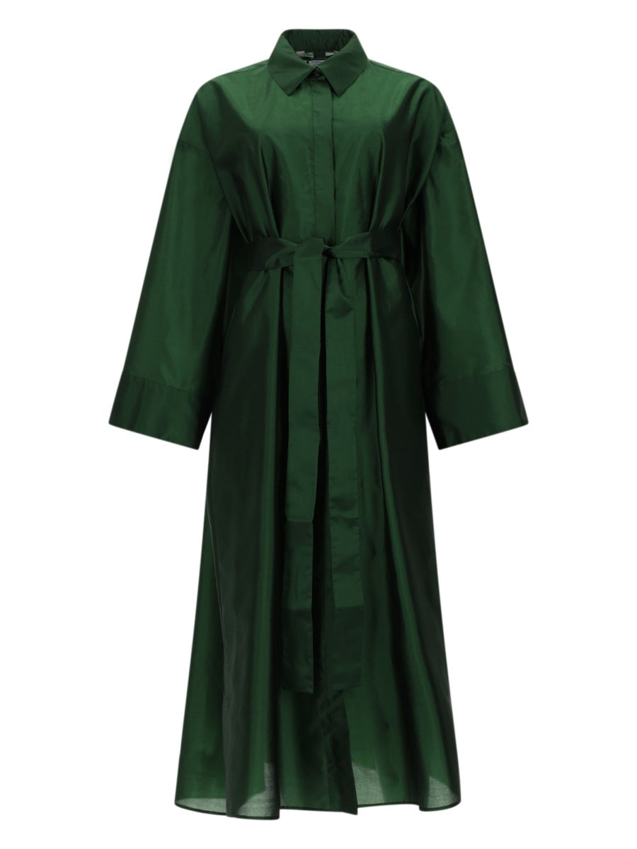 Shirt Dress Anna Green Silk Blend Polyester