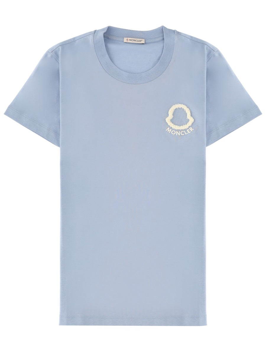 Cotton T-Shirt With Embroidered Logo Azure T-shirts