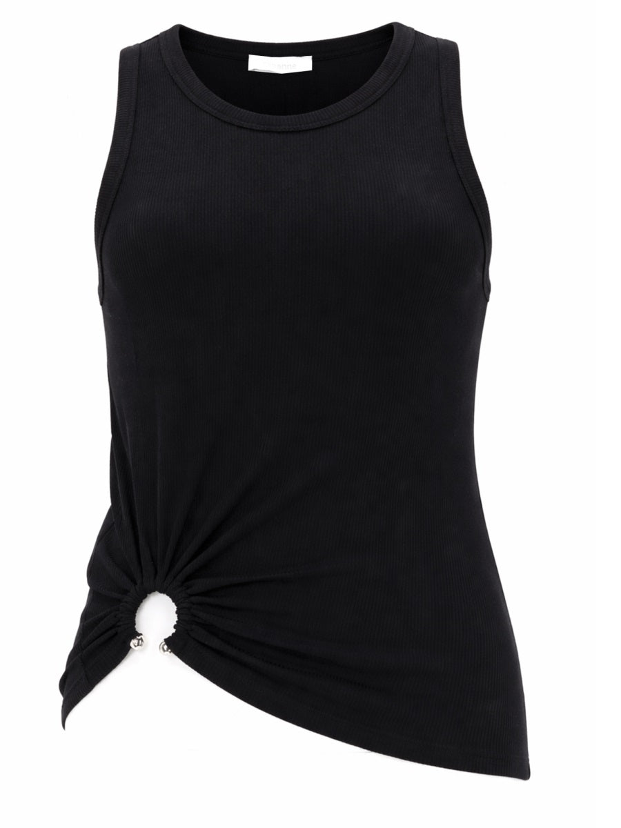 Top With Piercing Black Cotton Tops