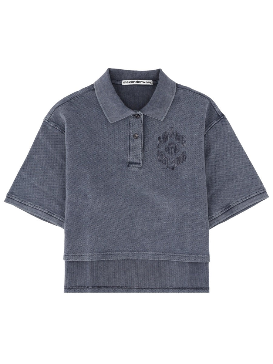 Polo Shirt Blue Cotton Elastane