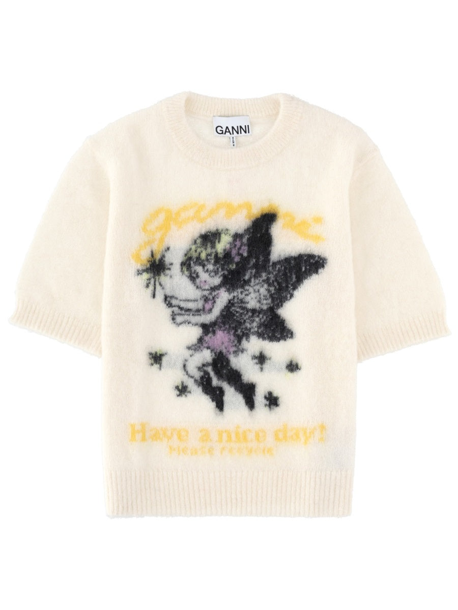 T-Shirt Alpaca Blend White Wool Jumpers
