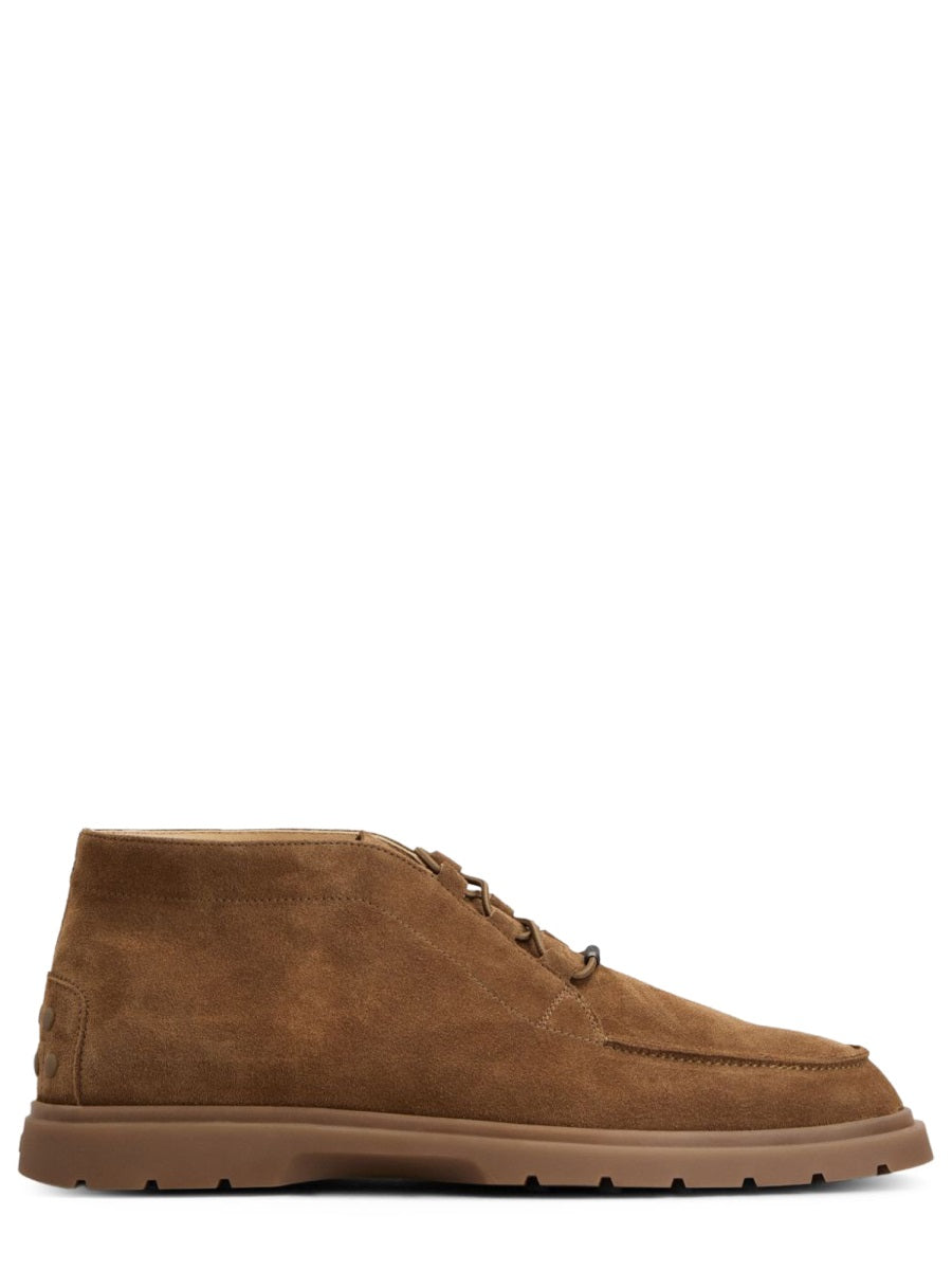 Suede Moccasins Brown Calf Leather Lace-up Shoes