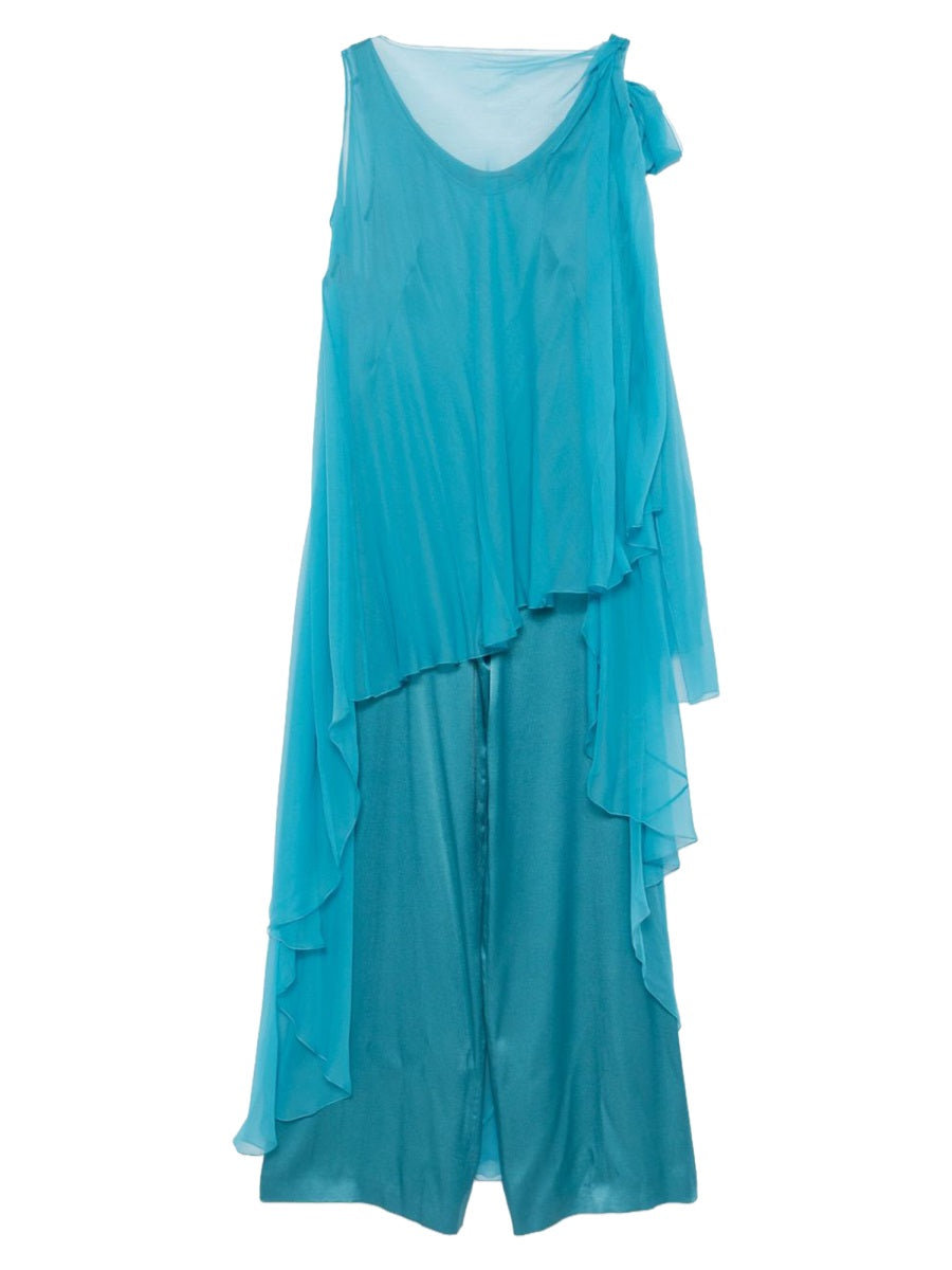 Jumpsuit Silk-Blend Blue Acetate Jumpsuits