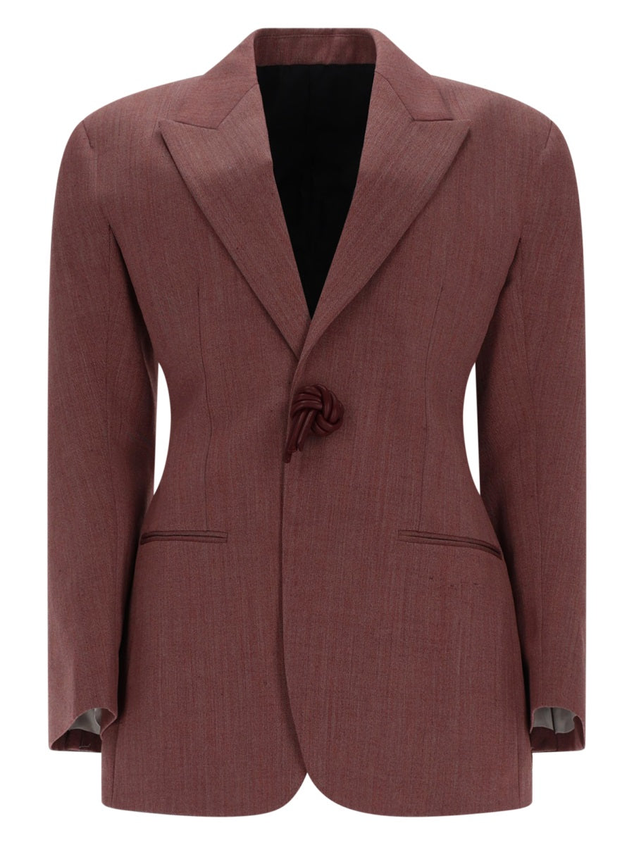 Pink Wool And Linen Blazer Jacket