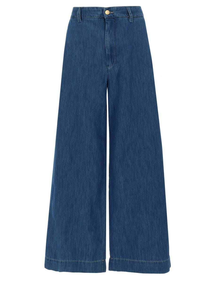 Jeans Astice Blue Cotton-Linen Trousers