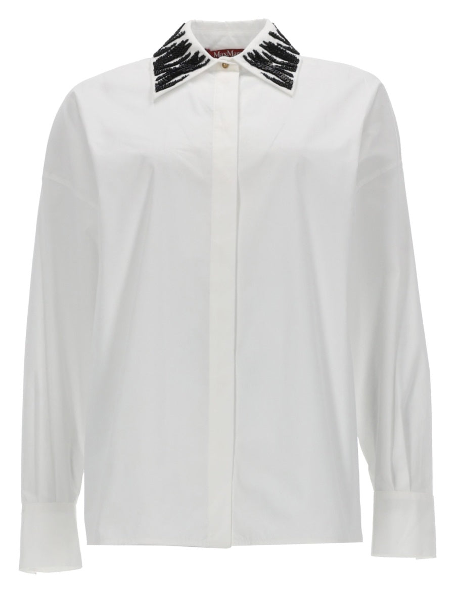 Cotton Shirt With Rhinestone Detail White