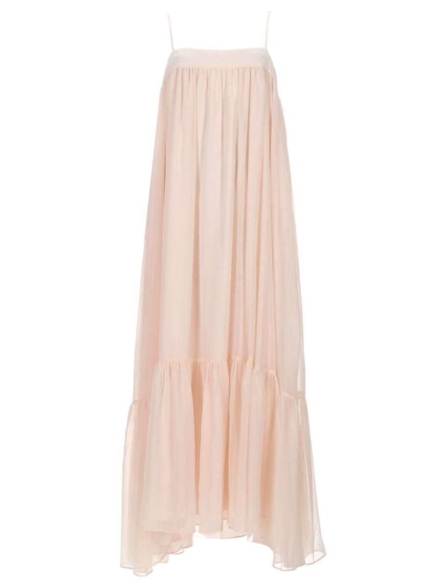 Midi Chiffon Dress — Powder Polyester